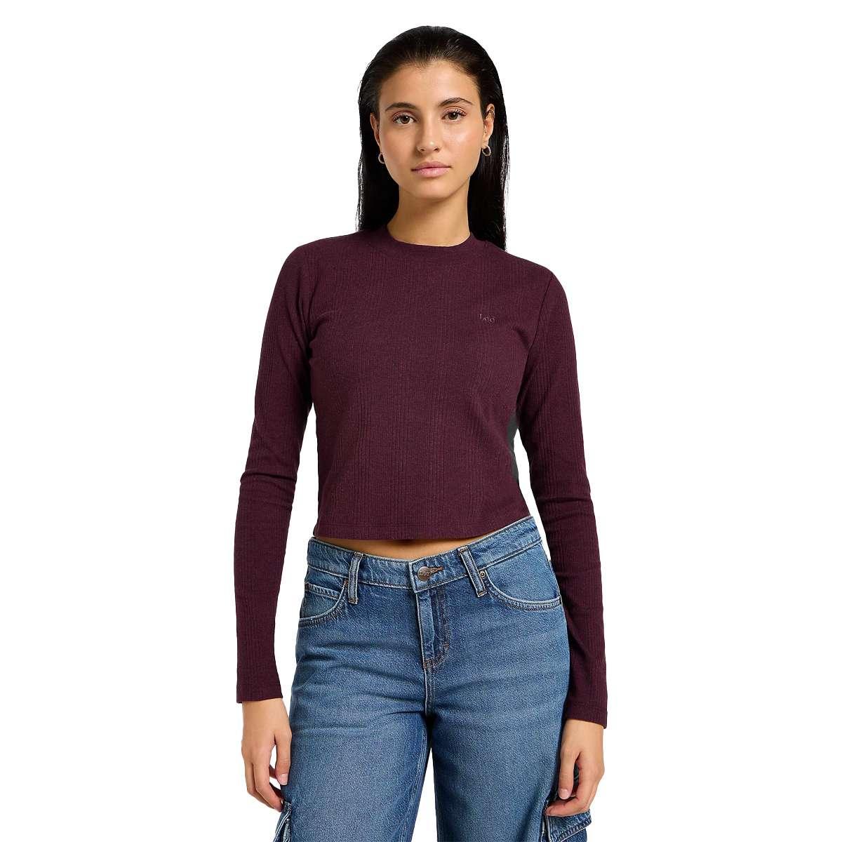 Long Sleeve Cropped Rib Tee Lee