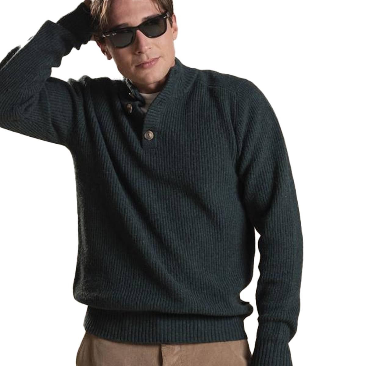 Turtleneck 1/4 btn mixed viscose