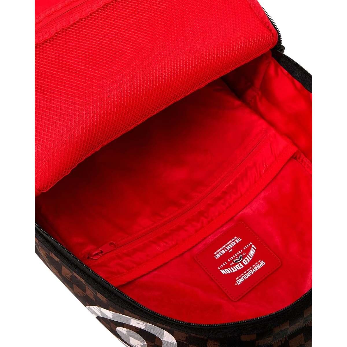 Brown and Cream Drip Check Shark Sprayground