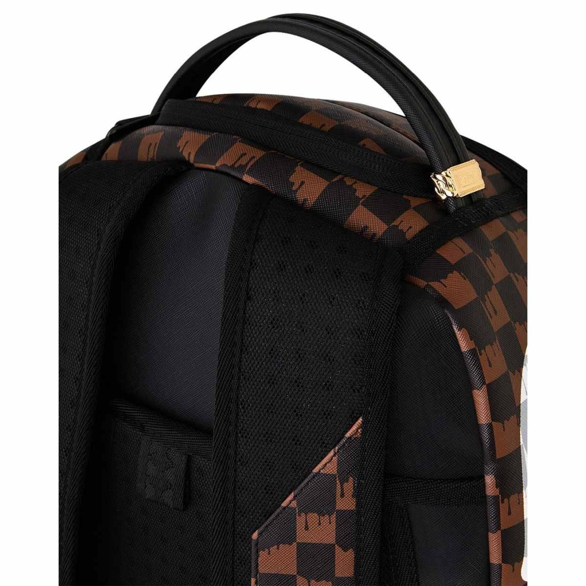 Brown and Cream Drip Check Shark Sprayground