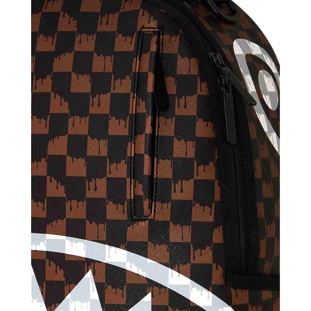 Brown and Cream Drip Check Shark Sprayground