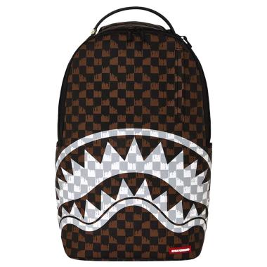 Brown and Cream Drip Check Shark Sprayground